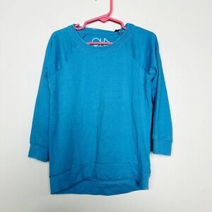 Chaser NWT Casual Crew Neck Long Sleeve Raglan Casual Pullover T-Shirt Sky Sz 6